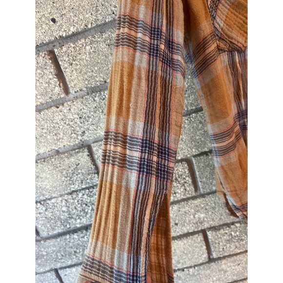Cloth & Stone Brown Plaid Button-Up Shirt With Pockets Womens S Soft Lightweight - Picture 3 of 8